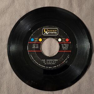 The Highwaymen 45 Michael / Santiano on United Artists VG Folk 1961